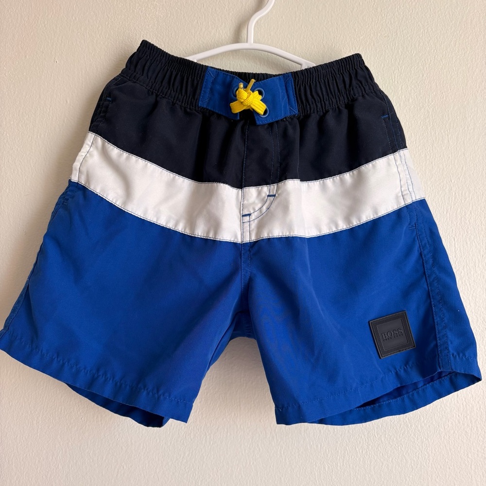 NWOT Boss Kids Swim Trunks - Blue, White, Black Size 8